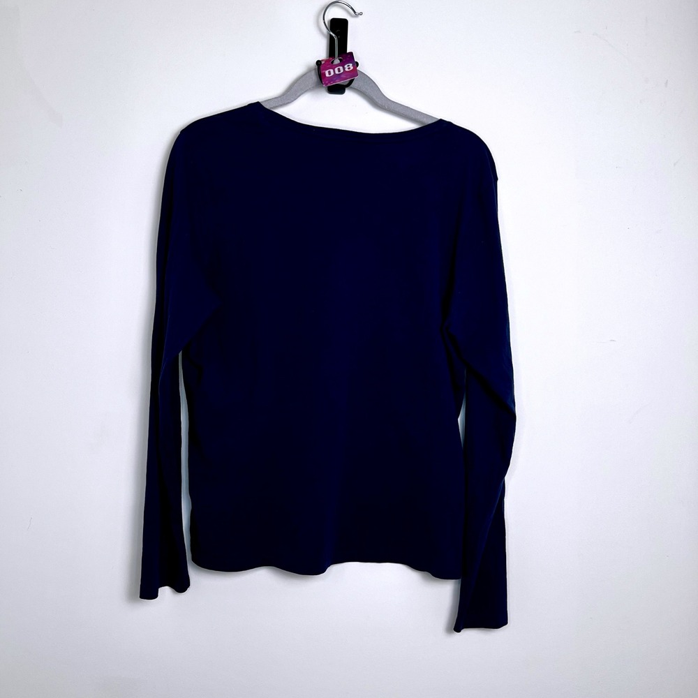 Polo Ralph Lauren Womens Navy Blue V Neck Long Sleeve Pony Logo T Shirt XL - Picture 3 of 3